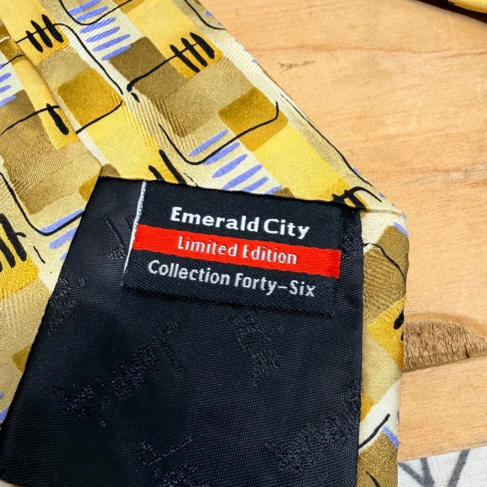 J. Garcia Necktie OS Gold Emerald City Limited Edition Collection Forty-Six Silk